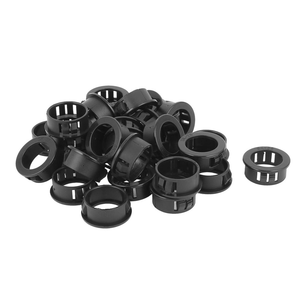 30pcs 25mm Mounted Dia Snap in Cable Bushing Grommet Protector Black