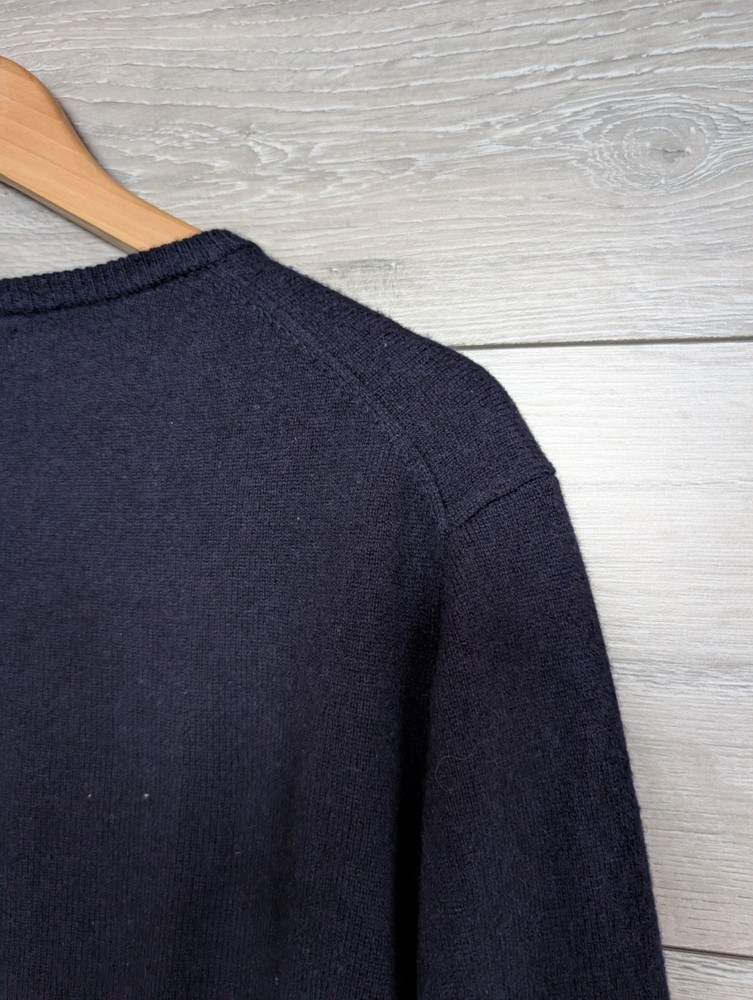 Woolovers Men's Blue Wool Jumper Cashmere Large