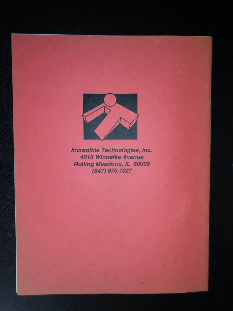 Incredible Technologies WORLD CLASS BOWLING ARCADE MANUAL