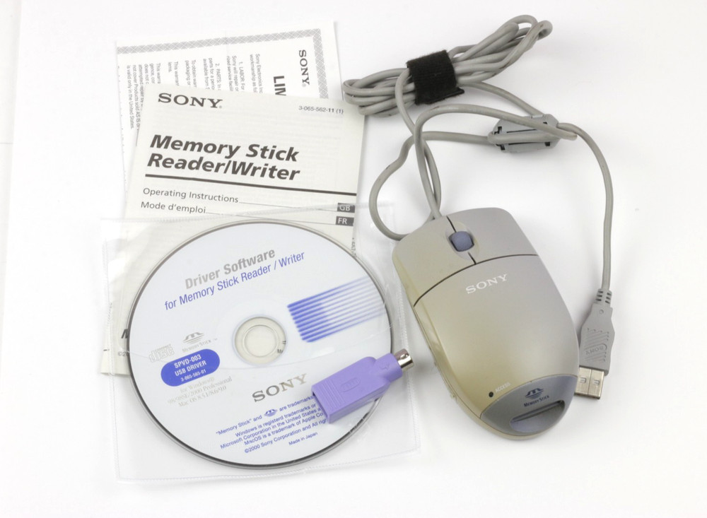 Vintage Sony Memory Stick Reader Writer USB Optical Mouse MSAC-US5 *280