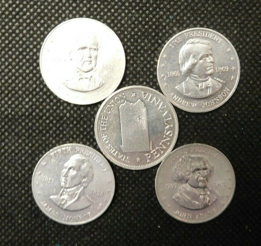 FIVE SHELL COIN GAME TOKENS! e1603CXX