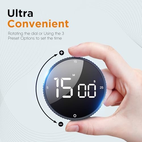 Upgrade Digital Kitchen Timer - Magnetic Countdown Countup Visual 1 Black