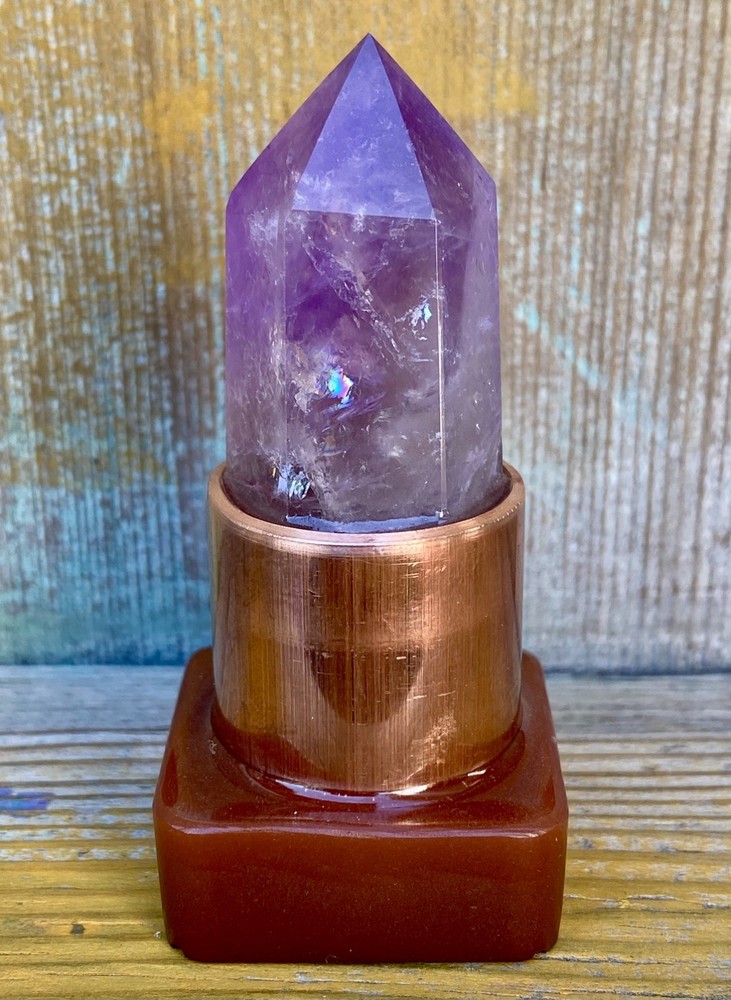 Orgone Mini Cloudbuster Set Amethyst Scepter Point Copper Pipe
