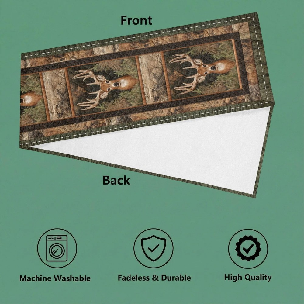 Christmas Deer Hunting Table Runner Rustic Hunter Dining Kitchen Holiday Decor