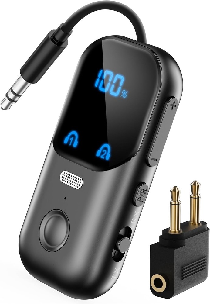 Bluetooth 5.4 Transmitter Receiver, 2-in-1 Wireless Transmitter for Airplane,...