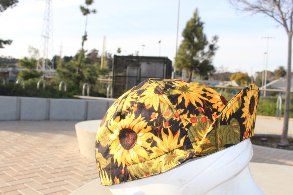 SUNFLOWER CYCLING CAP 4 PANEL handmade in USA