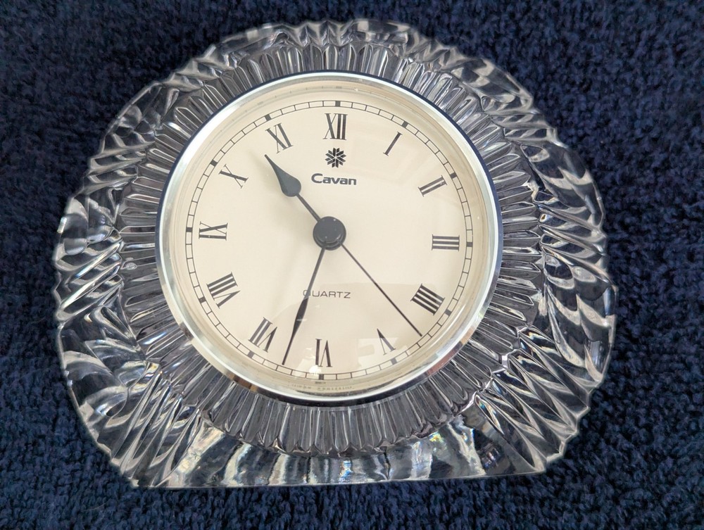 Vintage Mid Century Cavan Crystal Glass Clock