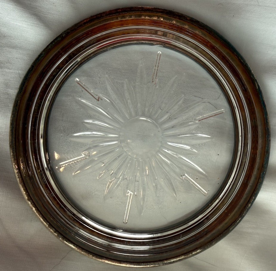 Antique Silver plate And Crystal Coasters(2) & 2-flat Coasters
