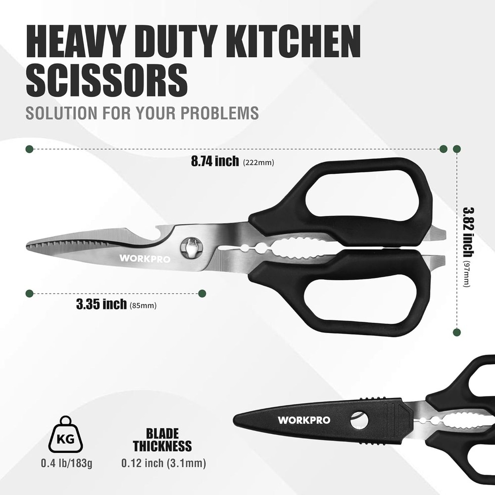 WORKPRO Heavy Duty Kitchen Scissors All Purpose Kitchen Shears Detachable Blades