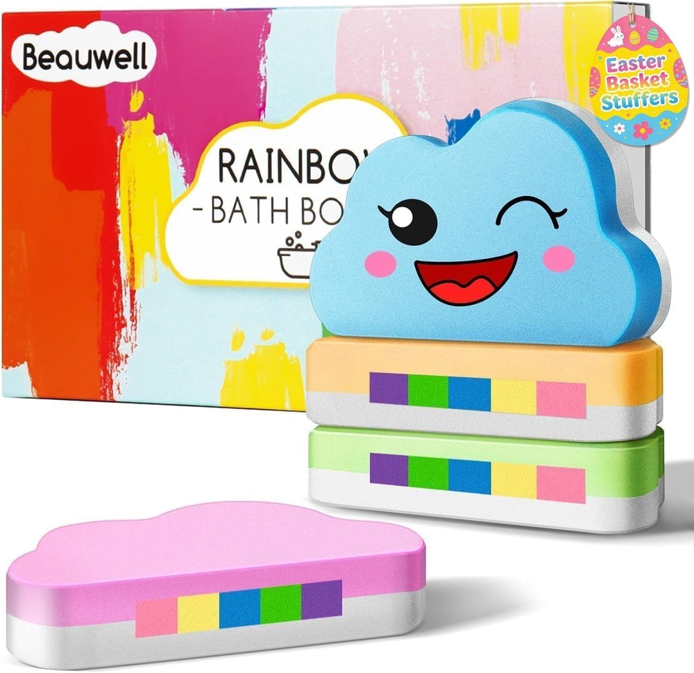 Handcrafted 4-Pc Rainbow Bath Bomb Gift Set - Perfect for Kids’ Easter Baskets