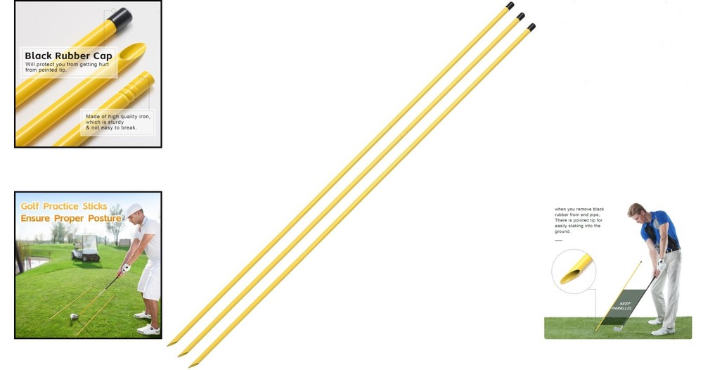 Golf Alignment Sticks 3 Pack 58 Inch Adjustable Swing Practice Rods for Aimin...