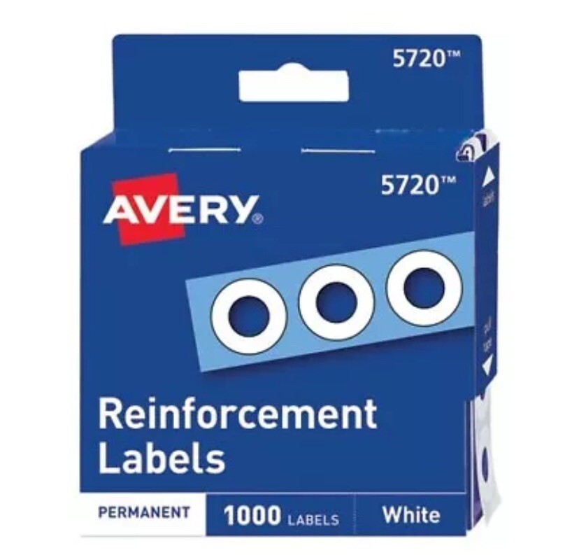 Avery Hole White Reinforcements 1,000/pack 5720