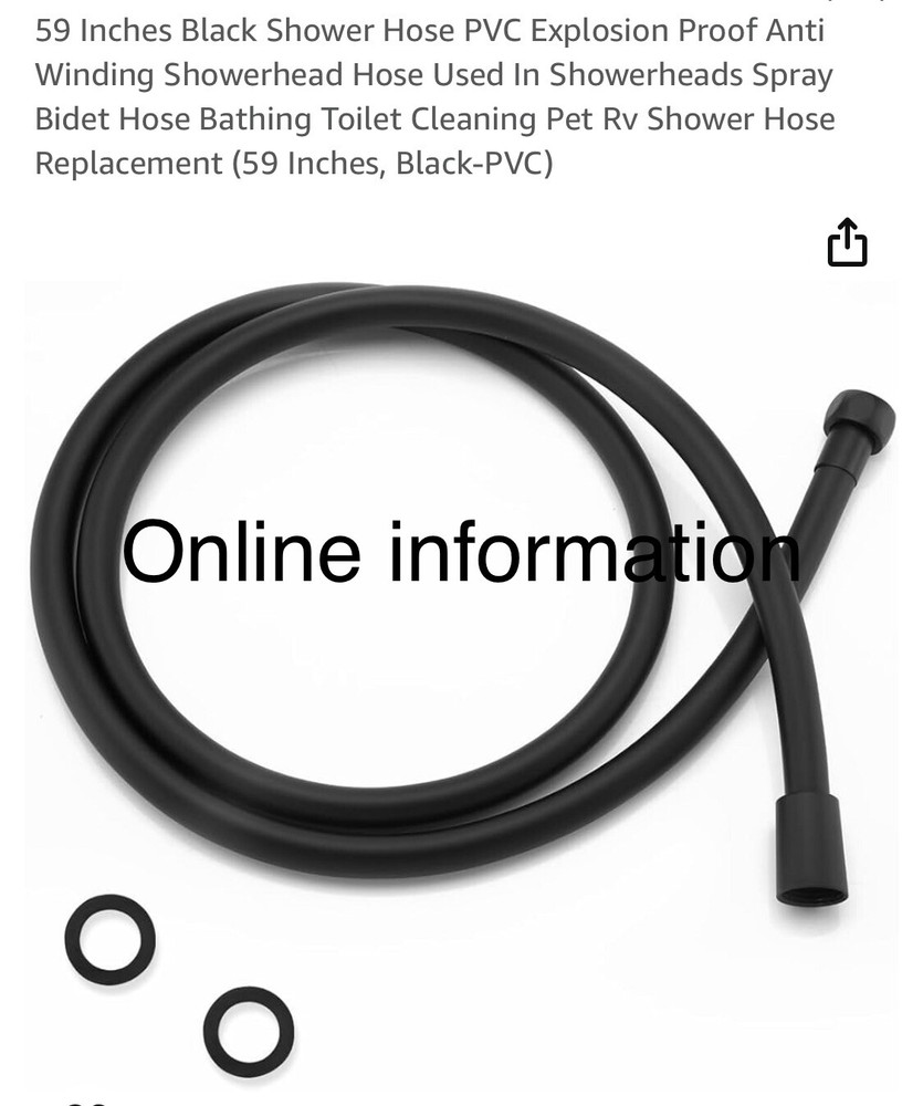 59 Inches Black Shower Hose PVC