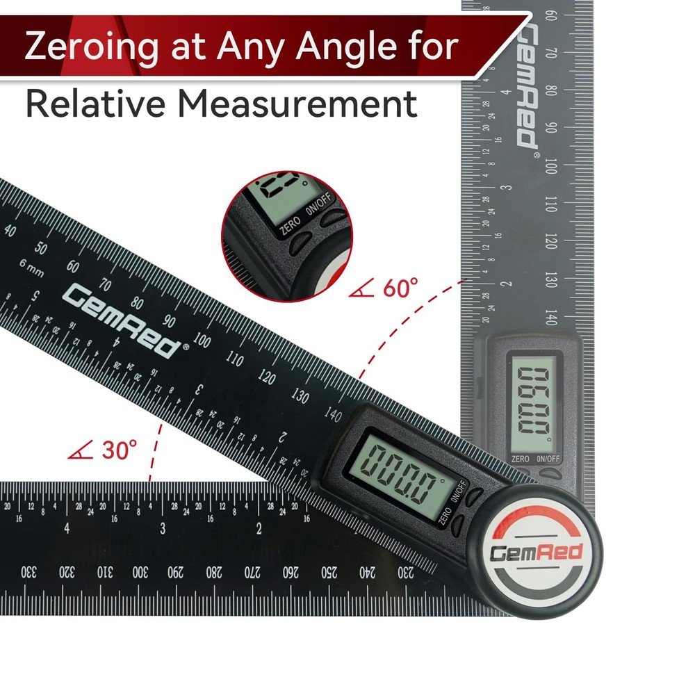 GemRed Digital Protractor Digital Angle Finder Ruler