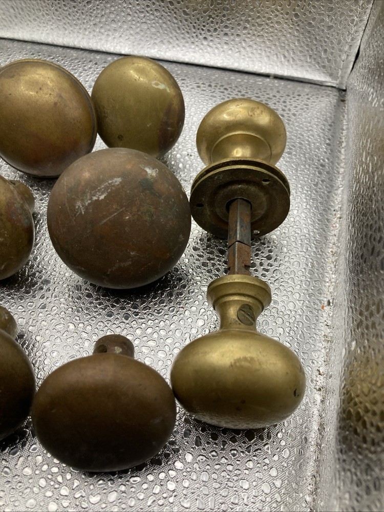 VINTAGE DOOR KNOBS - BRASS AND METAL ORNATE AND PLAIN