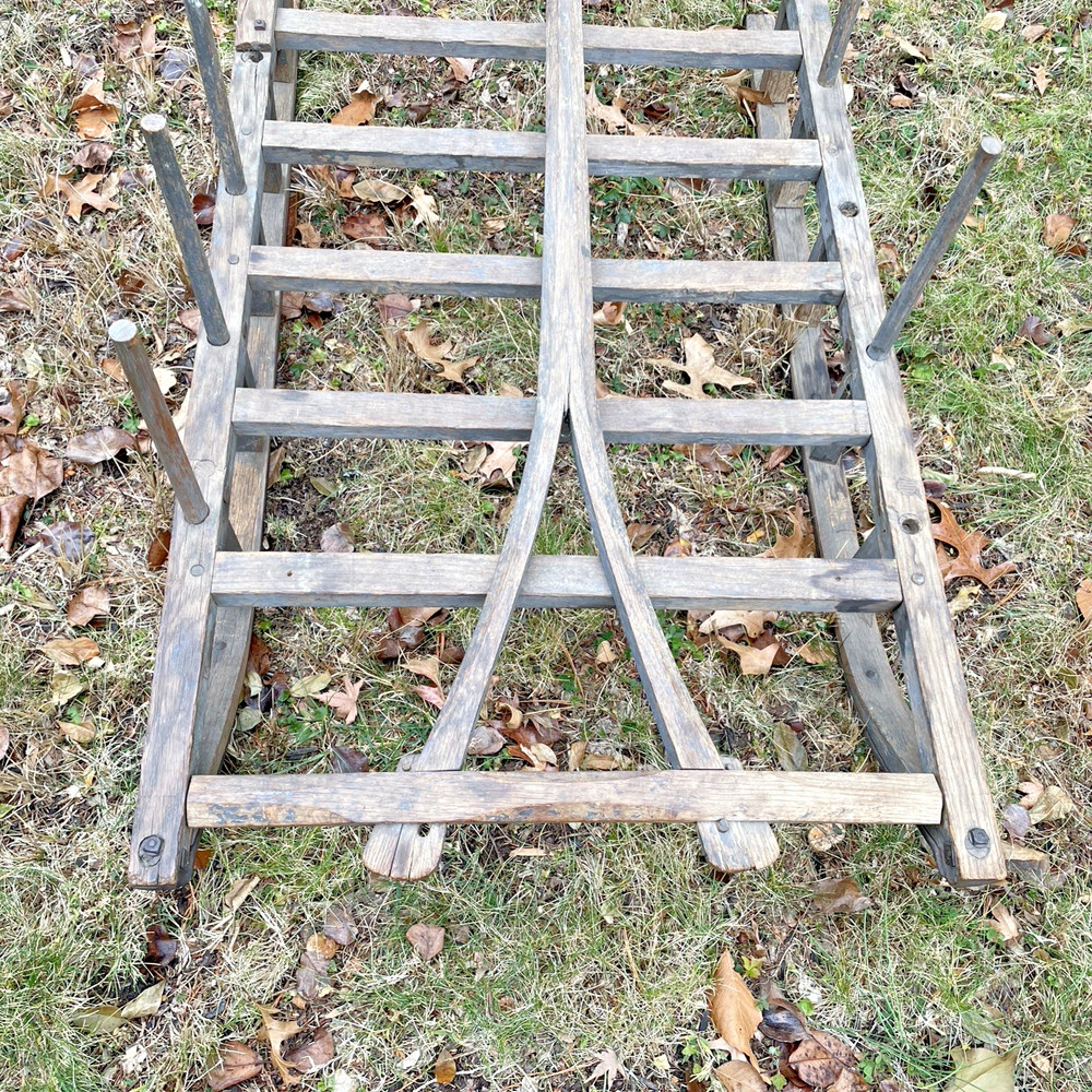 Antique Primitive Country Painted Sled W/Handle