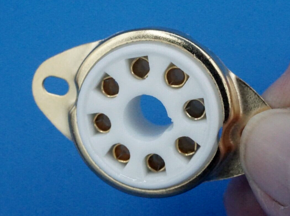 TUBE SOCKET #3 - 8 Pin Octal Ceramic - Chassis Mount - Gold - (1pc)