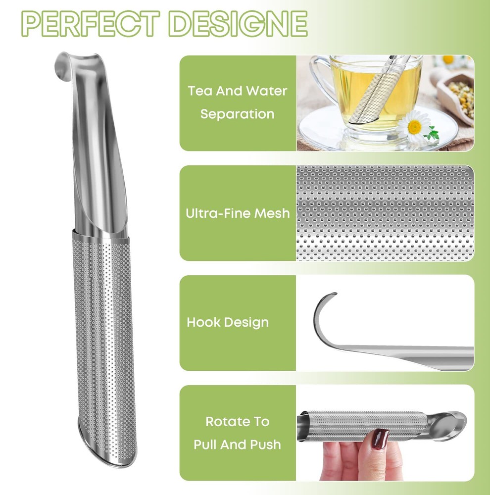 2 Pack Stainless Steel Strainer Tea Infuser for Loose Leaf Tea with Brush