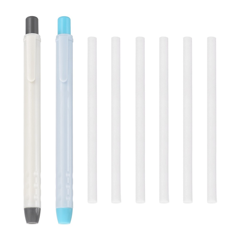 2+6Pcs Retractable Eraser Pen with 6Replacement Refill, Light Pink/Light Blue
