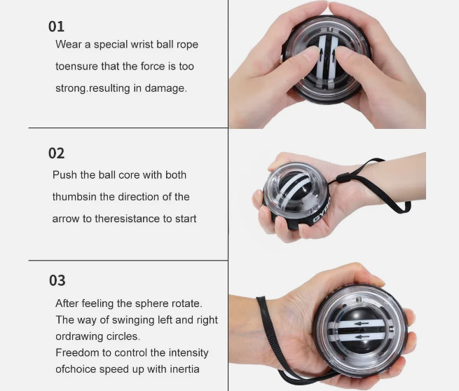 Auto-Start Gyro Ball - Wrist & Forearm Power Trainer Strength Exerciser Device
