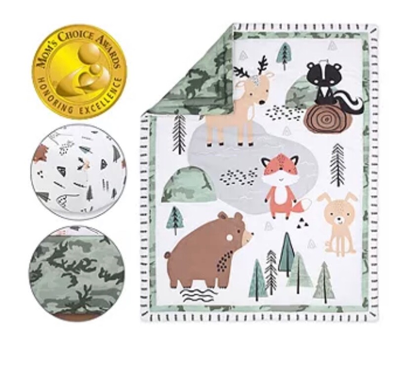 The Peanutshell Woodland Camo 3-pc. Crib Bedding Set