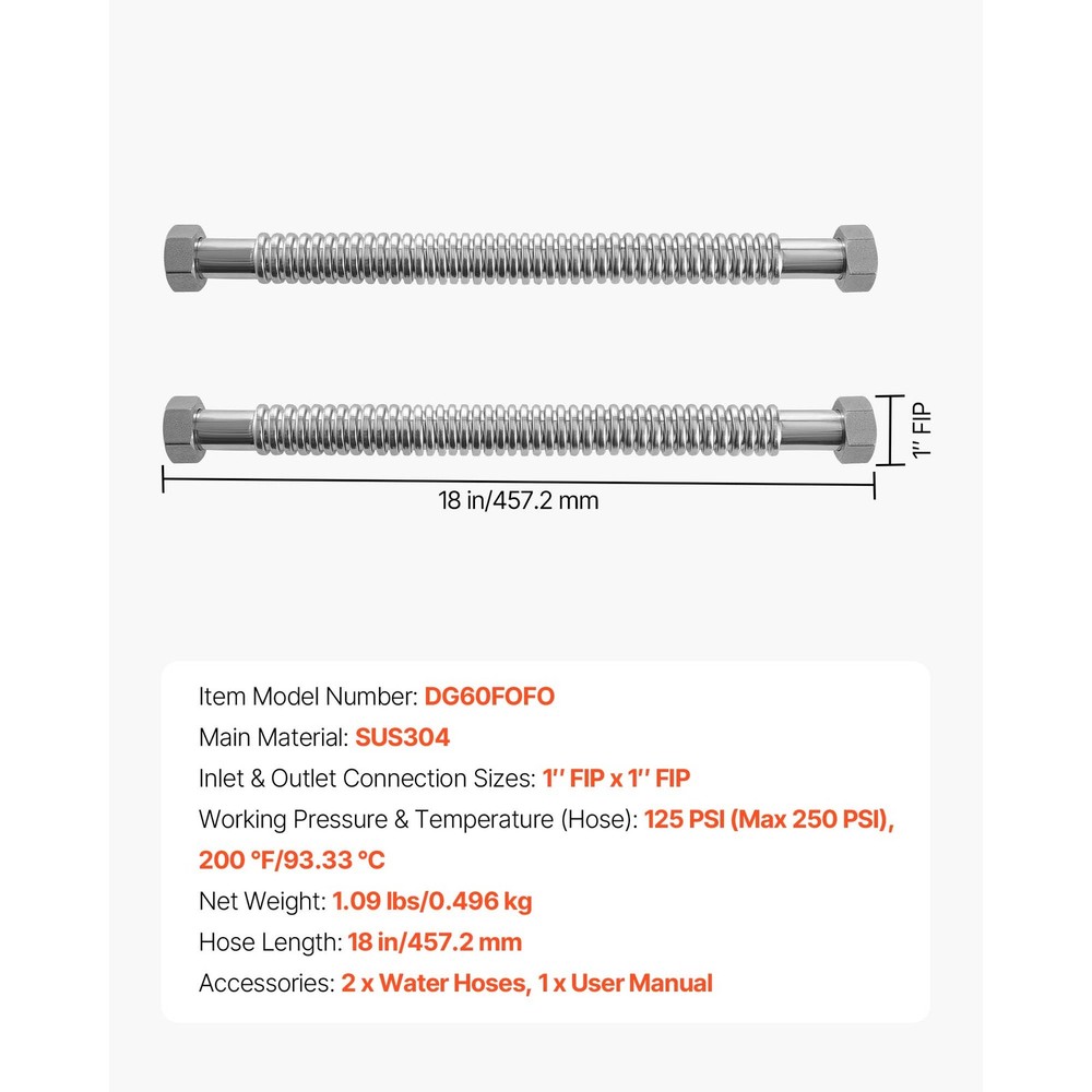 Uimoso 18-Inch Water Heater Flex Connector Kit for Kitchen Use