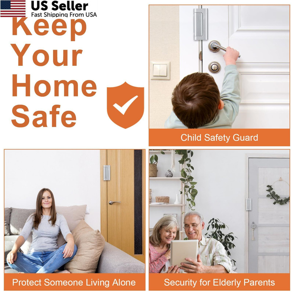 Husfunov 2 Pack Home Security Door Lock,Childproof 2Pack-Silver