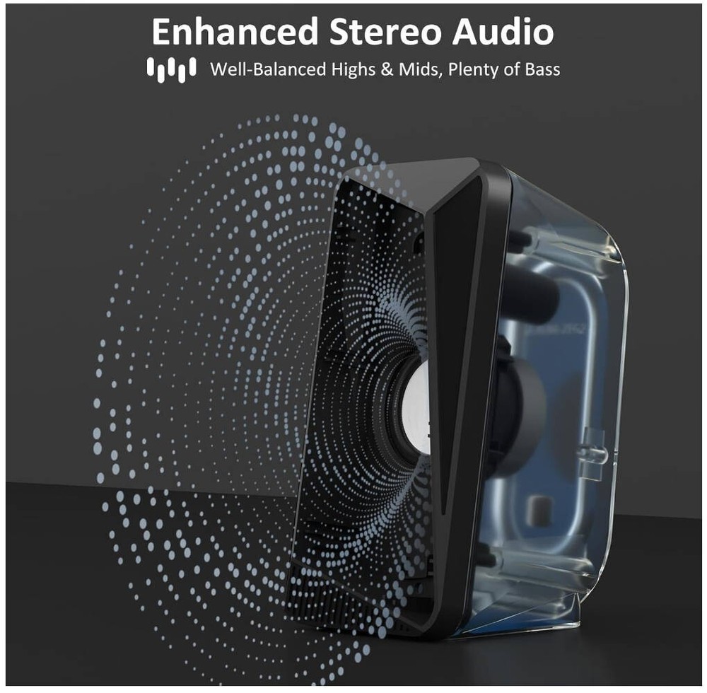 Bluetooth Computer Speakers - Pulsing & Led Flame, Wired Handy Control