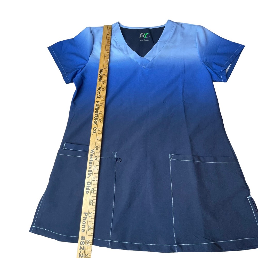 GT Performance Womans Lightweight Short Sleeve Blue Scrub Top Size Small