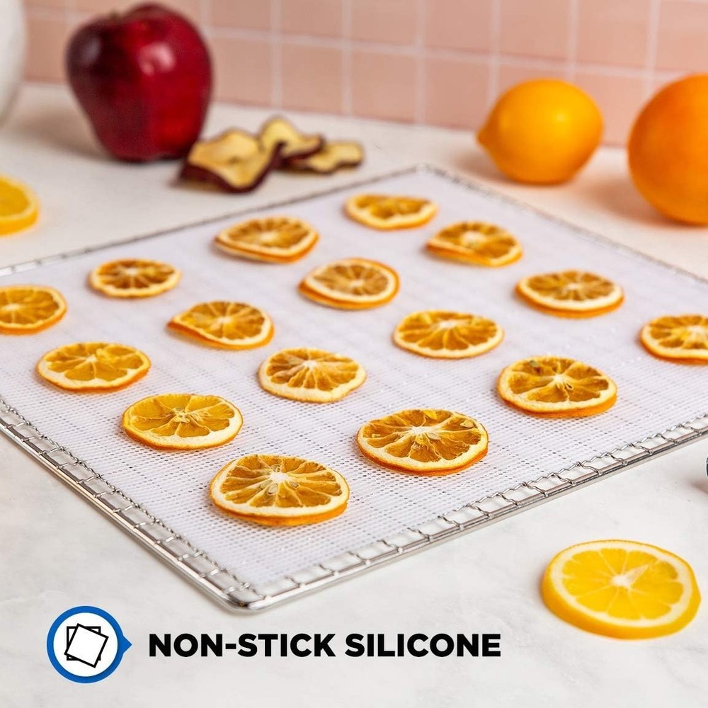 Customizable 14x14 Inch Silicone Dehydrator Sheets - 6 Pack for Fruit & Jerky