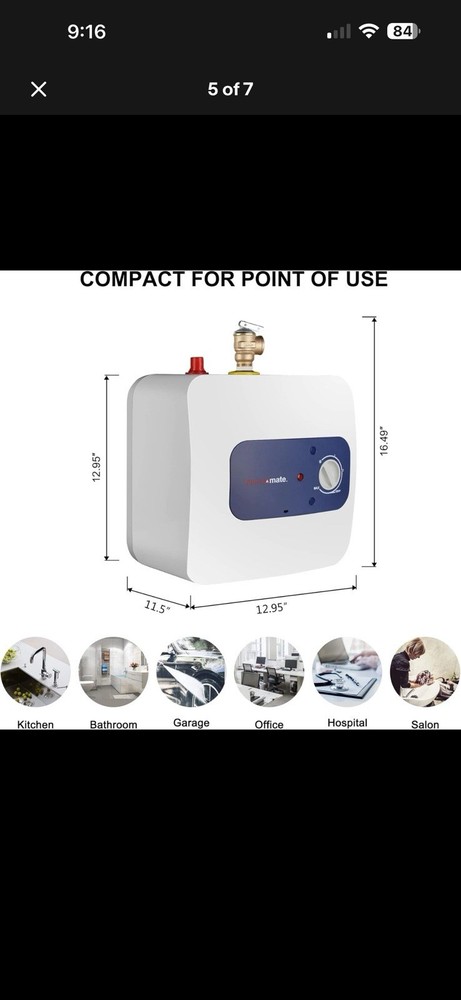 Thermomate Mini Tank Electric Water Heater ES250 2.5 Gallons Point of Use