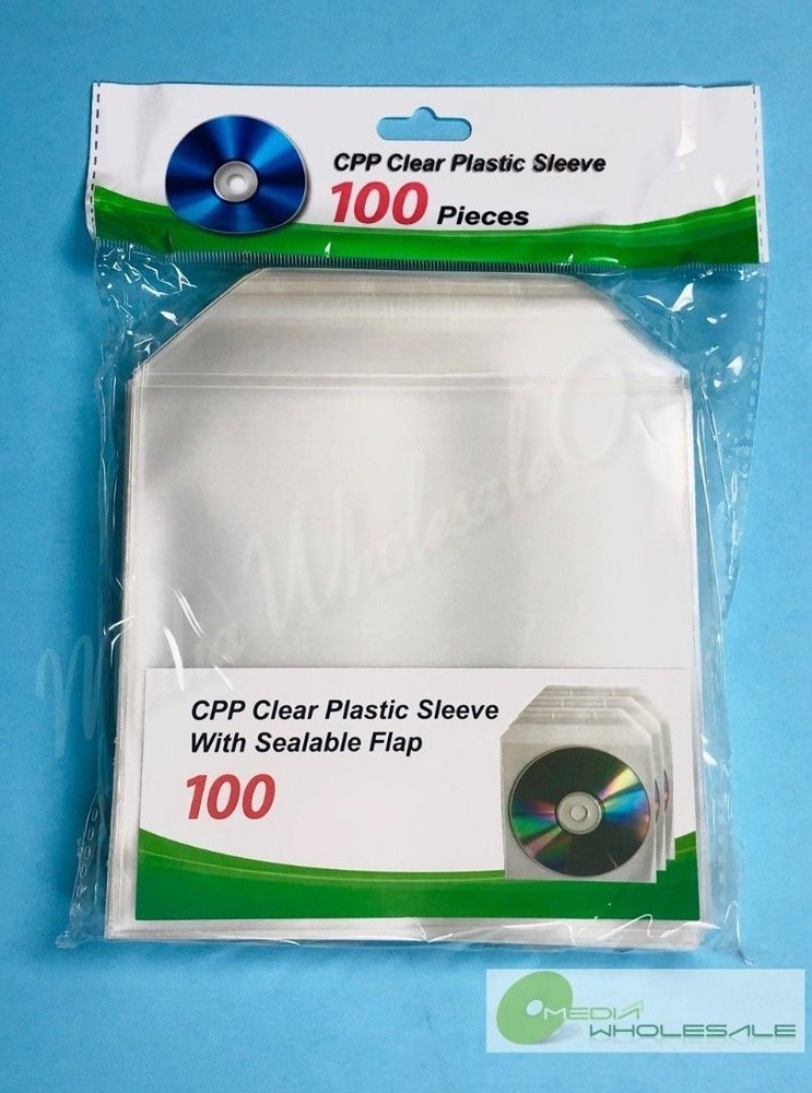1000 CD DVD CPP Premium Clear Plastic Sleeve with Sealable Flap100 micron