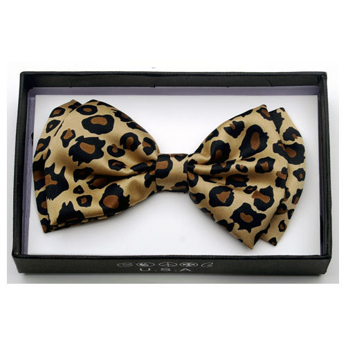 NEW BOWTIE BROWN TAN WITH LEOPARD PRINT BOW TIE