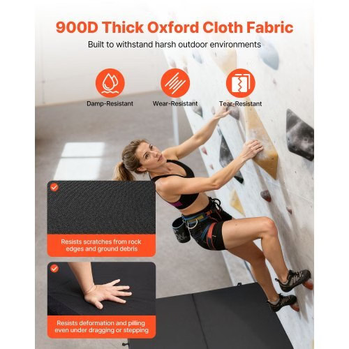 Bouldering Crash Pad, Bi-Fold Rock Climbing Crash Pad with Adjustable Backpack S