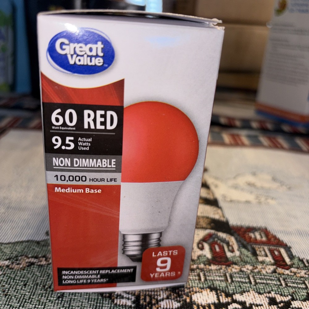 Great Value Led 1 White LED And 1 Red Light Medium Base A-19 2 Bulb Pack Listed