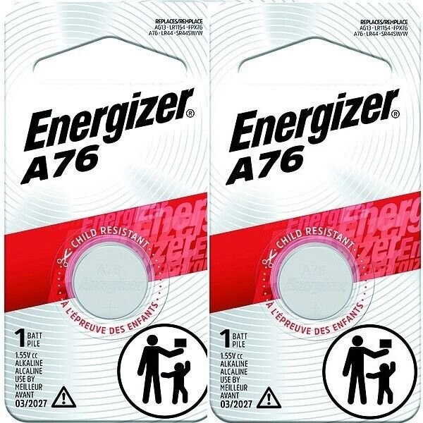 2 Pack Energizer LR44 AG13 357 Button Cell Batteries
