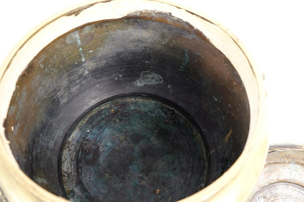 Brass Large Couldron Pot w/ Lid & Stand