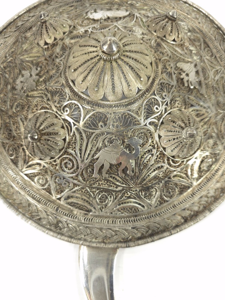 Antique Mid Eastern Solid Sterling Silver Filagree Shield St. George St. Mark