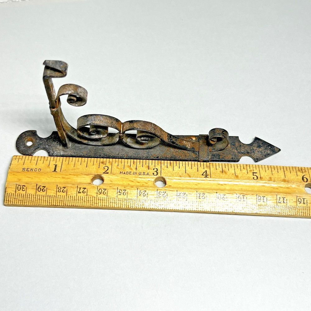 Victorian Cast Iron Wrought Scroll Bracket Wall Hanger Hook Black Single Small