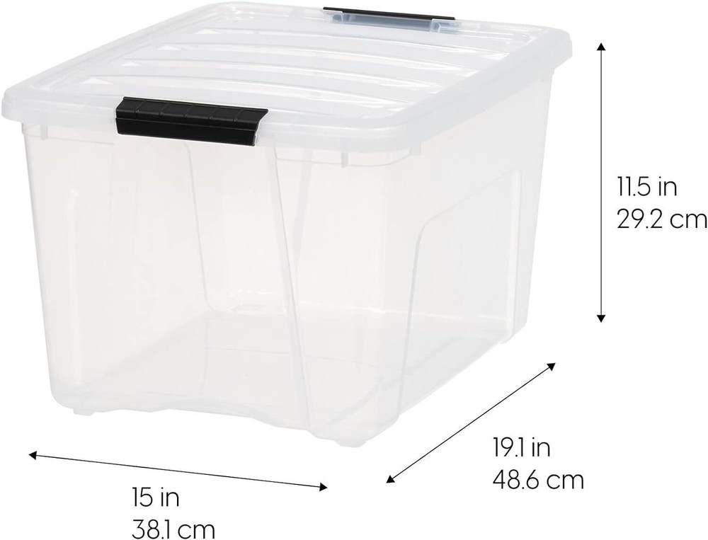 6 Pack 40-Qt Stackable Plastic Storage Bins Organizer Containers w/Latches Lids