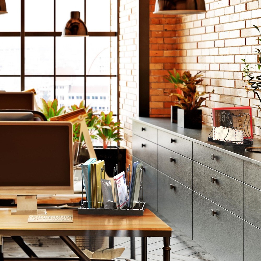 SIMPLE HOUSEWARE 5 Compartments Height Adjustable Pan Organizer, Black