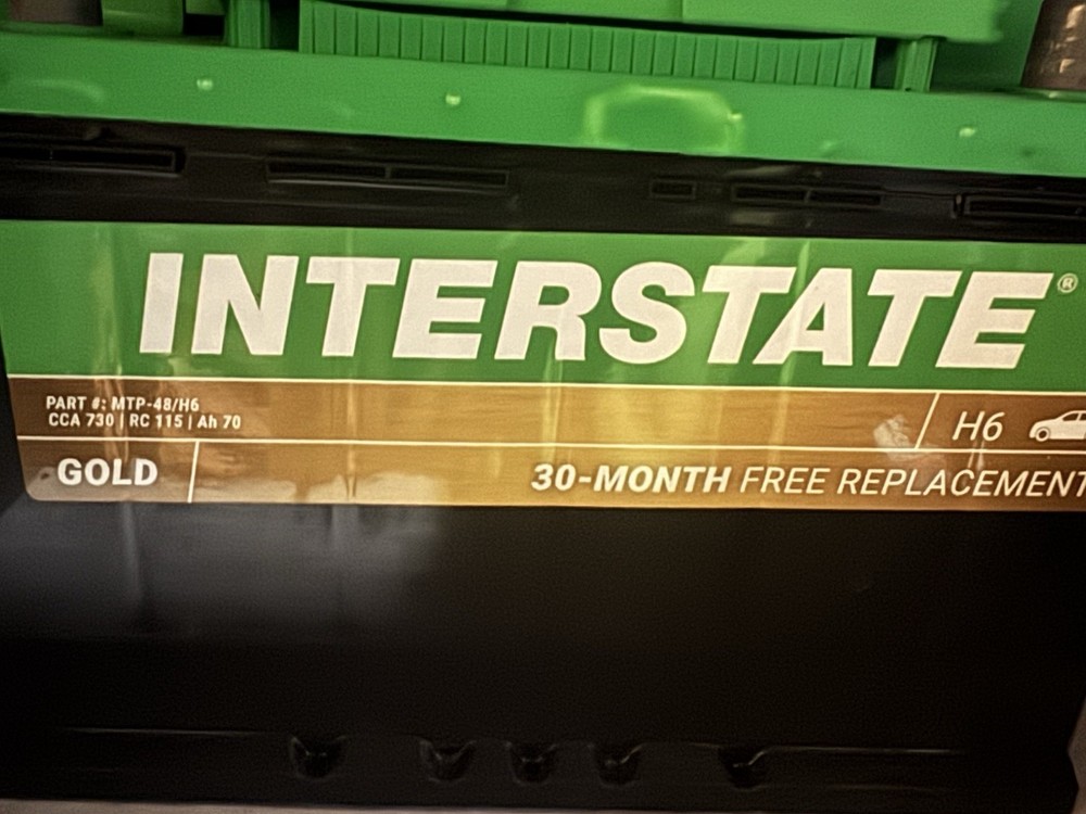 Interstate MTP-H6 Battery . 730 CCAs 8/25 Sticker