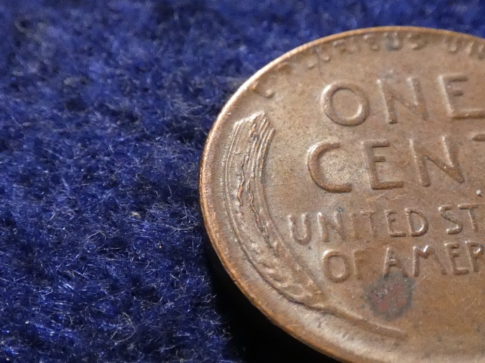 1954-P Lincoln Wheat Cent Reverse Die Cracks #2092