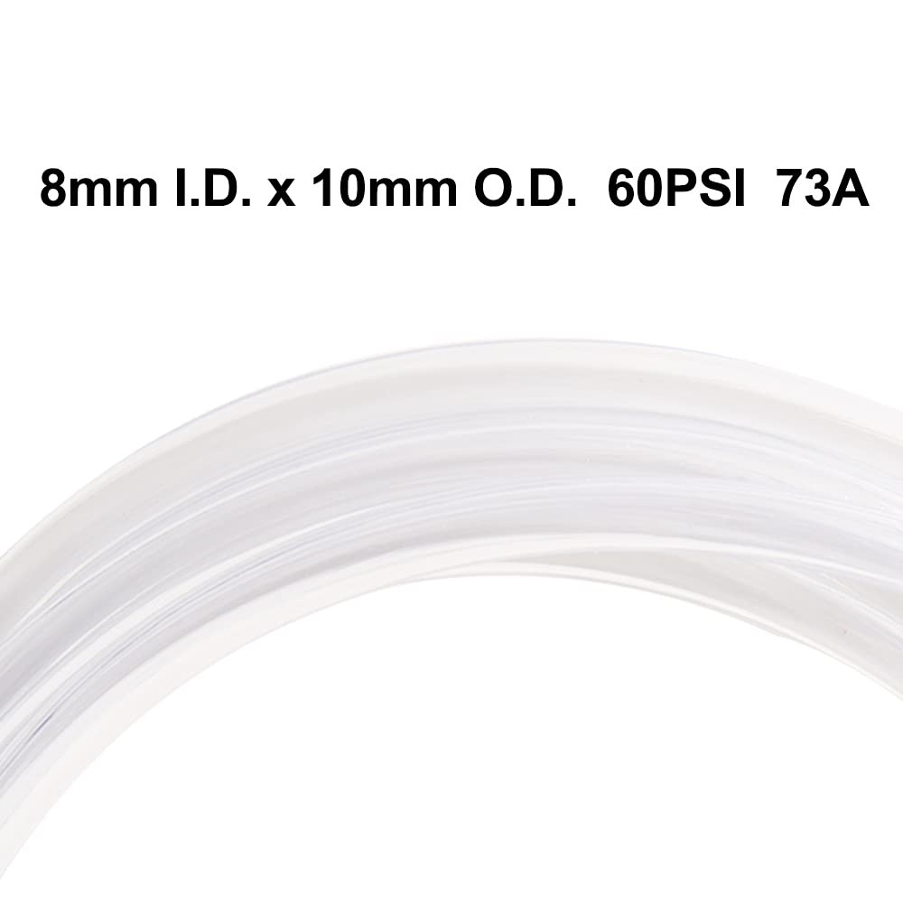 Lightweight Grade PVC Vinyl Tubing, 8mm ID X 10mm OD Clear Plastic Tube Flexible