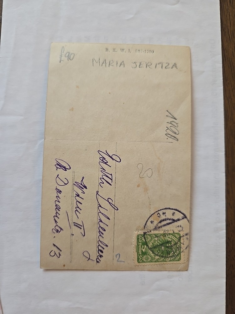 MARIA JERITZA - CZECH OPERA SINGER - AUTOGRAPHED POSTCARD PHOTO