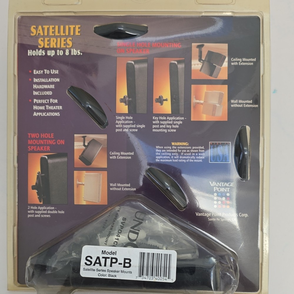 Vantage Point SATP-B Black Speaker Mounts Swivel Tilt Adjustable