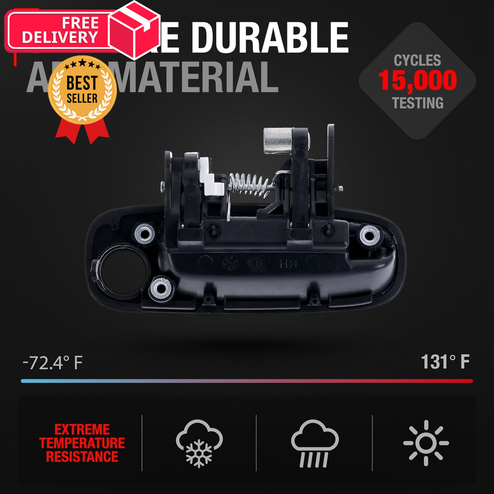 Exterior Front Driver Door Handle Replacement - Side, Black