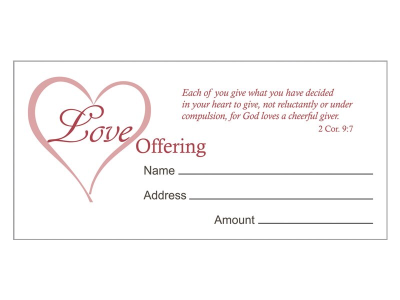 Offering Envelope-Love Offering (2 Cor 9:7) (Pack Of 100)