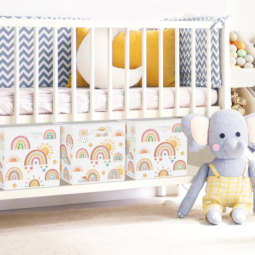 Rainbow Storage Cube Organizer Set Boho Closet Clothes Cube with Metal Frame ...