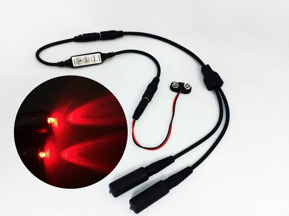 Micro Effects Light 2X red LED & control flash blink strobe 9V prop MELKITR-4B